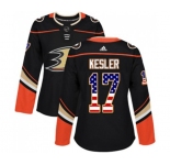 Women Anaheim Ducks #17 Ryan Kesler Authentic Black USA Flag Fashion Hockey Jersey
