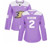 Women Anaheim Ducks #2 Luke Schenn Authentic Purple Fights Cancer Practice Hockey Jersey