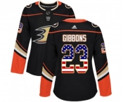 Women Anaheim Ducks #23 Brian Gibbons Authentic Black USA Flag Fashion Hockey