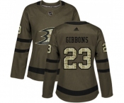 Women Anaheim Ducks #23 Brian Gibbons Authentic Green Salute to Service Hockey Jersey