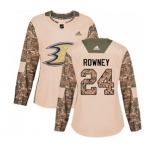 Women Anaheim Ducks #24 Carter Rowney Authentic Camo Veterans Day Practice Hockey Jersey