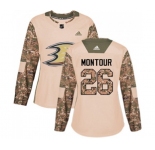 Women Anaheim Ducks #26 Brandon Montour Authentic Camo Veterans Day Practice Hockey Jersey