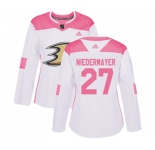 Women Anaheim Ducks #27 Scott Niedermayer Authentic White Pink Fashion Hockey Jersey