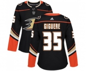 Women Anaheim Ducks #35 Jean-Sebastien Giguere Authentic Black Home Hockey Jersey