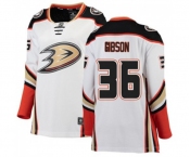 Women Anaheim Ducks #36 John Gibson Authentic White Away Fanatics Branded Breakaway Hockey Jersey