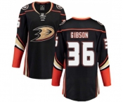 Women Anaheim Ducks #36 John Gibson Fanatics Branded Black Home Breakaway Hockey Jersey