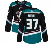 Women Anaheim Ducks #37 Nick Ritchie Authentic Black Teal Alternate Hockey Jersey