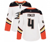 Women Anaheim Ducks #4 Cam Fowler Authentic White Away Hockey Jersey