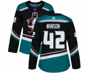 Women Anaheim Ducks #42 Josh Manson Authentic Black Teal Alternate Hockey Jersey