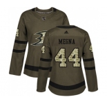 Women Anaheim Ducks #44 Jaycob Megna Authentic Green Salute to Service Hockey Jersey