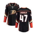 Women Anaheim Ducks #47 Hampus Lindholm Fanatics Branded Black Home Breakaway Hockey Jersey