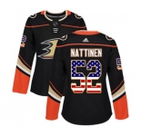 Women Anaheim Ducks #52 Julius Nattinen Authentic Black USA Flag Fashion Hockey Jersey