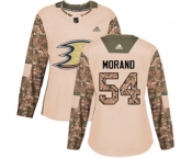 Women Anaheim Ducks #54 Antoine Morand Authentic Camo Veterans Day Practice Hockey Jersey