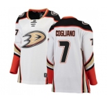 Women Anaheim Ducks #7 Andrew Cogliano Authentic White Away Fanatics Branded Breakaway Hockey Jersey