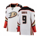 Women Anaheim Ducks #9 Paul Kariya Authentic White Away Fanatics Branded Breakaway Hockey Jersey
