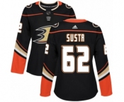 Women's Adidas Anaheim Ducks #62 Andrej Sustr Premier Black Home NHL Jersey
