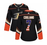 Women's Adidas Anaheim Ducks #7 Andrew Cogliano Authentic Black USA Flag Fashion NHL Jersey