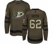 Youth Adidas Anaheim Ducks #62 Andrej Sustr Premier Green Salute to Service NHL Jersey