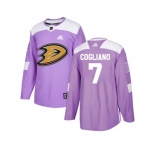 Youth Adidas Anaheim Ducks #7 Andrew Cogliano Purple Authentic Fights Cancer Stitched NHL Jersey