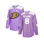 Youth Adidas Anaheim Ducks #8 Teemu Selanne Purple Authentic Fights Cancer Stitched NHL Jersey