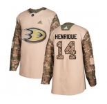 Youth Anaheim Ducks #14 Adam Henrique Authentic Camo Veterans Day Practice Hockey Jersey