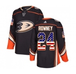 Youth Anaheim Ducks #24 Carter Rowney Authentic Black USA Flag Fashion Hockey Jersey