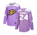 Youth Anaheim Ducks #24 Carter Rowney Authentic Purple Fights Cancer Practice Hockey Jersey