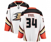 Youth Anaheim Ducks #34 Sam Steel Fanatics Branded White Away Breakaway Hockey Jersey