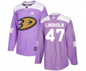 Youth Anaheim Ducks #47 Hampus Lindholm Authentic Purple Fights Cancer Practice Hockey Jersey