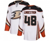 Youth Anaheim Ducks #48 Isac Lundestrom Authentic White Away Hockey Jersey