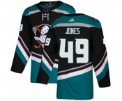 Youth Anaheim Ducks #49 Max Jones Authentic Black Teal Alternate Hockey Jersey