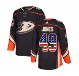 Youth Anaheim Ducks #49 Max Jones Authentic Black USA Flag Fashion Hockey Jersey