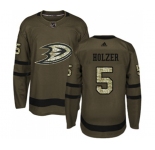 Youth Anaheim Ducks #5 Korbinian Holzer Authentic Green Salute to Service Hockey Jersey