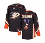 Youth Anaheim Ducks #7 Andrew Cogliano Authentic Black USA Flag Fashion Hockey Jersey