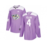 Men Adidas Nashville Predators #4 Ryan Ellis Purple Authentic Fights Cancer Stitched NHL Jersey
