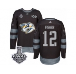 Men's Adidas Nashville Predators #12 Mike Fisher Premier Black 1917-2017 100th Anniversary 2017 Stanley Cup Final NHL Jersey