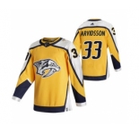 Men's Nashville Predators #33 Viktor Arvidsson Yellow 2020-21 Reverse Retro Alternate Hockey Jersey