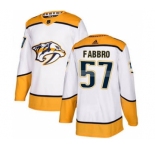 Men's Predators #57 Dante Fabbro White Road Authentic Stitched Hockey Jersey