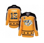 Men's Reebok Nashville Predators #12 Mike Fisher Authentic Gold Home 2017 Stanley Cup Final NHL Jersey New Style