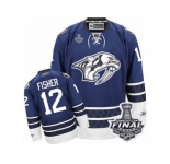 Men's Reebok Nashville Predators #12 Mike Fisher Premier Blue Third 2017 Stanley Cup Final NHL Jersey