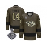 Men's Reebok Nashville Predators #14 Mattias Ekholm Premier Green Salute to Service 2017 Stanley Cup Final NHL Jersey