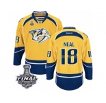 Men's Reebok Nashville Predators #18 James Neal Premier Gold Home 2017 Stanley Cup Final NHL Jersey