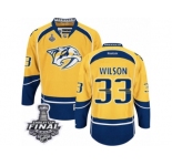Men's Reebok Nashville Predators #33 Colin Wilson Premier Gold Home 2017 Stanley Cup Final NHL Jersey