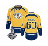 Men's Reebok Nashville Predators #63 Mike Ribeiro Premier Gold Home 2017 Stanley Cup Final NHL Jersey
