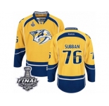 Men's Reebok Nashville Predators #76 P.K Subban Premier Gold Home 2017 Stanley Cup Final NHL Jersey