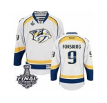 Men's Reebok Nashville Predators #9 Filip Forsberg Premier White Away 2017 Stanley Cup Final NHL Jersey