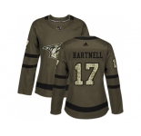 Women Adidas Nashville Predators #17 Scott Hartnell Green Salute to Service Stitched NHL Jersey