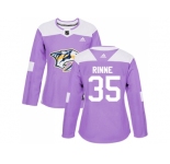 Women Adidas Nashville Predators #35 Pekka Rinne Purple Authentic Fights Cancer Stitched NHL Jersey