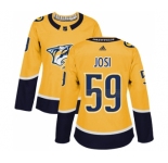 Women's Nashville Predators #59 Roman Josi Authentic Gold Home Hockey Jersey