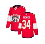 Men Adidas Florida Panthers #34 James Reimer Red Home Authentic Stitched NHL Jersey